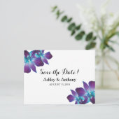 Blue Dendrobium Orchid Wedding Save the Date Aankondigingskaart (Staand voorkant)