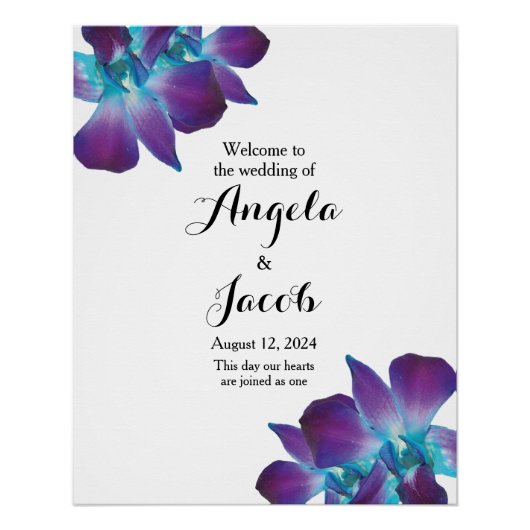 Blue Dendrobium Orchid Wedding Welcome Perfect Poster (Voorkant)