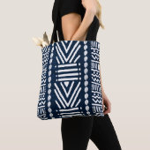 Blue Denim African Bogolan Style Sac fourre-tout d (De près)