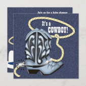 Blue Denim Cowboy-Baby shower Kaart (Voorkant / Achterkant)