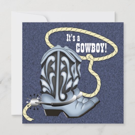 Blue Denim Cowboy-Baby shower Kaart (Voorkant)
