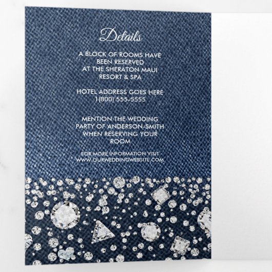 Blue Denim & Diamonds Glam Triple Wedding Programm (Intérieur en premier)