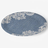 Blue Denim en White Lace Shabby Chic Paper Bord (Gekanteld)