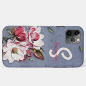 Blue Denim Floral Monogrammed Case-Mate iPhone Case (Achterkant (horizontaal))