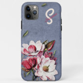 Blue Denim Floral Monogrammed Case-Mate iPhone Case (Achterkant)