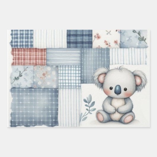 Blue Denim Koala Inpakpapier Vel (Voorkant)