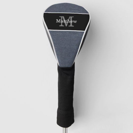 Blue Denim Monogram Initiaal Golfheadcover (Voorkant)