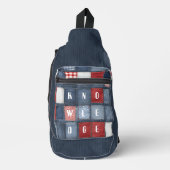 Blue Denim Patchwork Kennis Sling Bag (Voorkant)