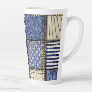 Blue Denim Patchwork Latte Mok