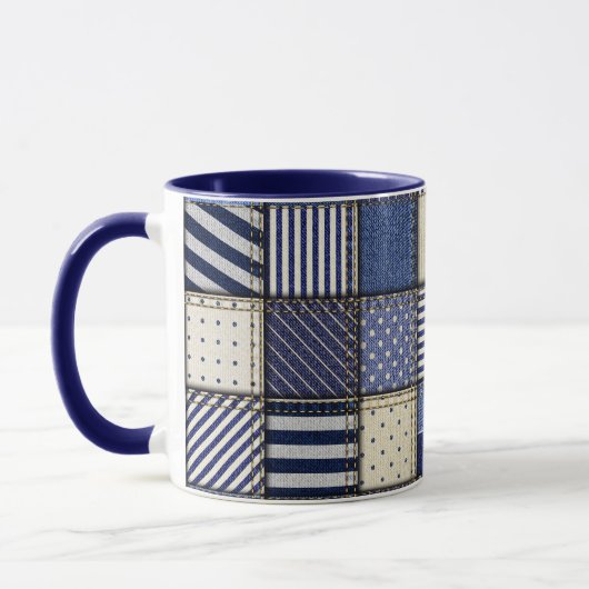 Blue Denim Patchwork Mok (Links)