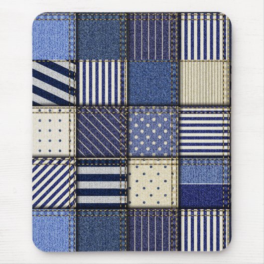 Blue Denim Patchwork Muismat (Voorkant)