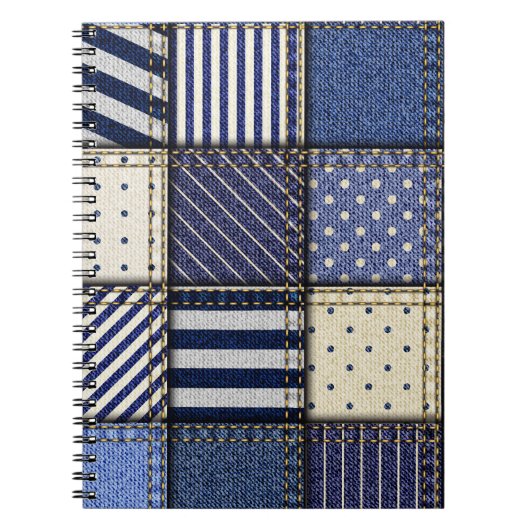Blue Denim Patchwork Notitieboek (Voorkant)