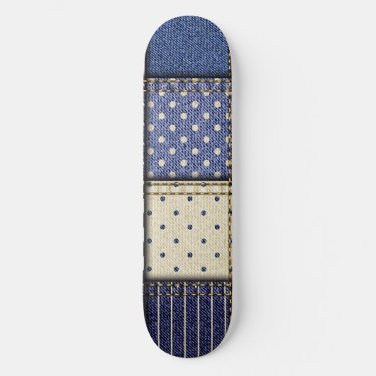 Blue Denim Patchwork Skateboard (Voorkant)