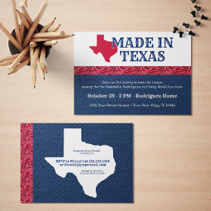 Blue Denim & Red Bandana Print Texas Baby shower Kaart