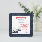 Blue Denim Roller Schaats Birthday Invitation Kaart (Staand voorkant)