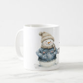 Blue Denim Snowman Kerstmis Koffiemok (Voorkant links)