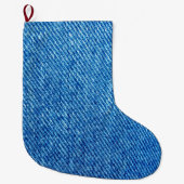 Blue Denim Texture Grote Kerstsok (Voorkant)