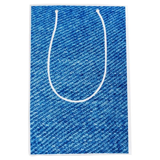Blue Denim Texture Medium Cadeauzakje (Voorkant)