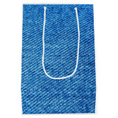Blue Denim Texture Medium Cadeauzakje (Achterkant)