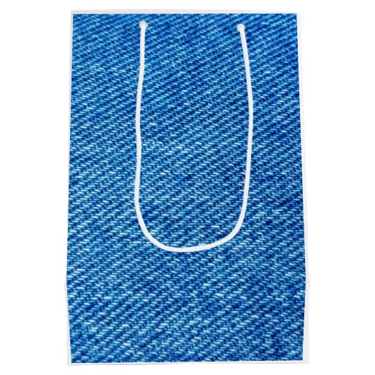 Blue Denim Texture Medium Cadeauzakje (Achterkant)