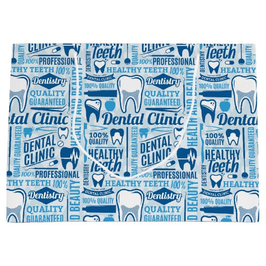 Blue Dental Clinic Pattern Groot Cadeauzakje (Voorkant)
