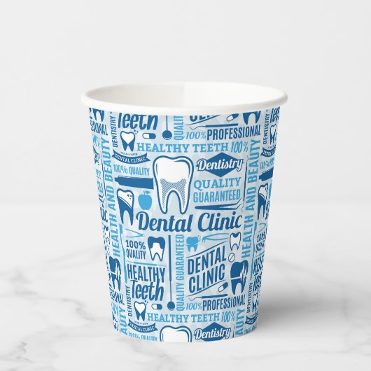 Blue Dental Clinic Pattern Papieren Bekers (Links)