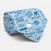 Blue Dental Clinic Pattern Stropdas (Opgerold)