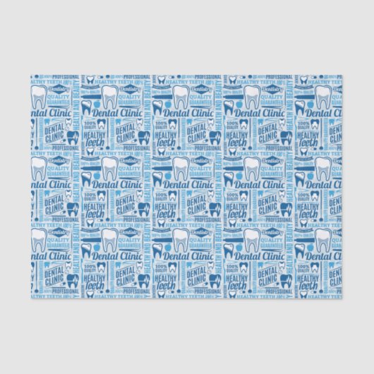 Blue Dental Clinic Pattern Tissuepapier (Voorkant)