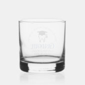 Blue Dental School Custom Tandarts Afstuderen Whisky Glas (Achterkant)