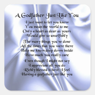 Blue Design Godfather Poem Vierkante Sticker