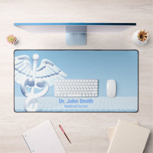 Blue Design White 3D Caduceus Médicale