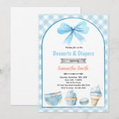 Blue Desserts and Diapers Baby shower Invitation (Devant / Derrière)
