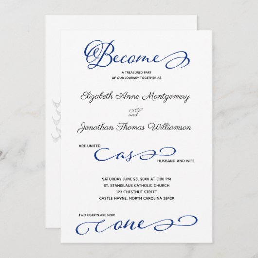 Blue Devenir une invitation de mariage d'une plage (Devant / Derrière)