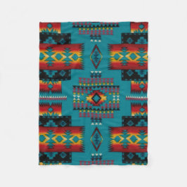 BLUE Diamond Aztec Print Fleece Deken