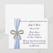 Blue Diamond Bow Engagement Party Uitnodiging (Voorkant / Achterkant)