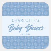 Blue Diamond Chevron Baby shower Vierkante Sticker (Voorkant)