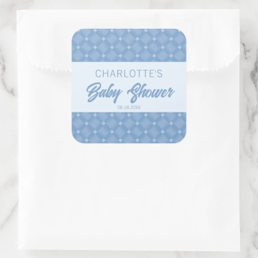 Blue Diamond Chevron Baby shower Vierkante Sticker (Tas)