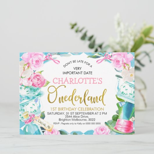 Blue Diamond Floral Alice in Oderland Kaart (Staand voorkant)