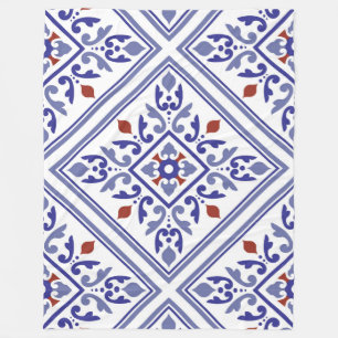 Blue Diamond Geometric Fleece Blanket Deken