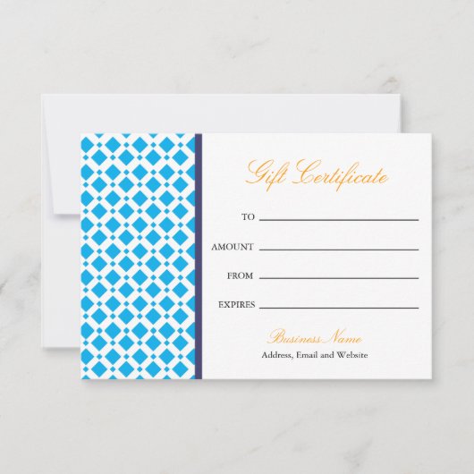 Blue Diamond Gift Certificate (Voorkant)