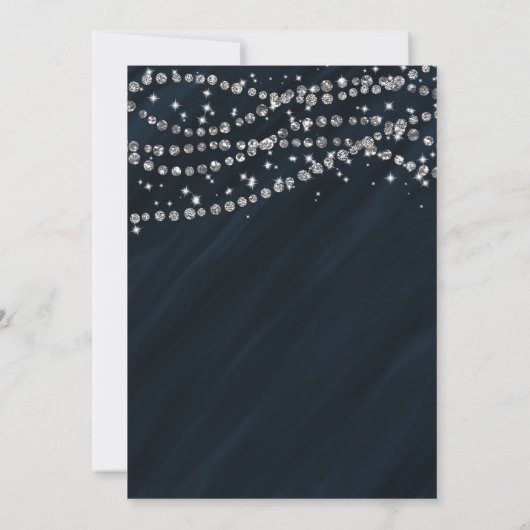Blue & Diamond Glamour Sparkle Party Uitnodigingen (Achterkant)