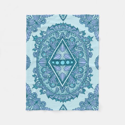 Blue Diamond Mandala Fleece Deken (Voorkant)