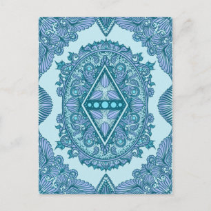 Blue Diamond Mandala    turquoise en lavendel Briefkaart