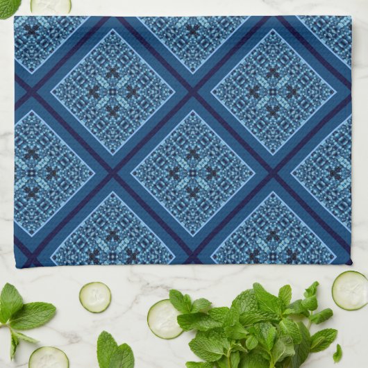 Blue Diamond met Mosaic Pattern Kitchen Towel Theedoek (Gevouwen)