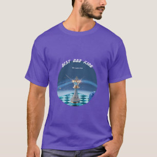 Blue Diamond Metallic King Chess Vaderdag T-shirt