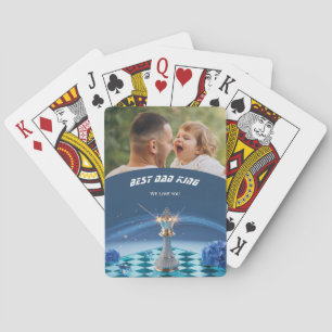 Blue Diamond Metallic King Schaak Vaderdag Pokerkaarten