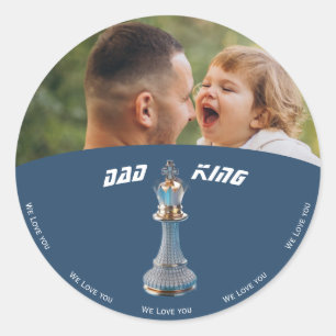 Blue Diamond Metallic King Schaak Vaderdag Ronde Sticker
