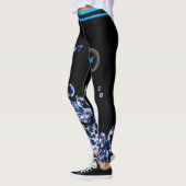 Blue Diamond Modern Trendy Mode Zwart Chic Leggings (Links)