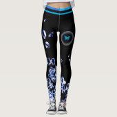 Blue Diamond Modern Trendy Mode Zwart Chic Leggings (Voorkant)