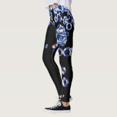 Blue Diamond Modern Trendy Mode Zwarte Sjabloon Leggings (Links)